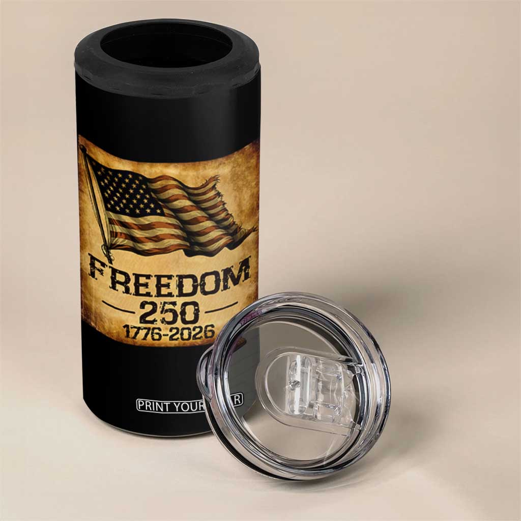 Freedom 250 Years America 4 in 1 Can Cooler Tumbler Retro Vintage 250th Anniversary USA TS10 Print Your Wear
