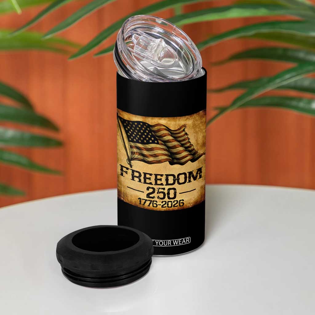 Freedom 250 Years America 4 in 1 Can Cooler Tumbler Retro Vintage 250th Anniversary USA TS10 Print Your Wear