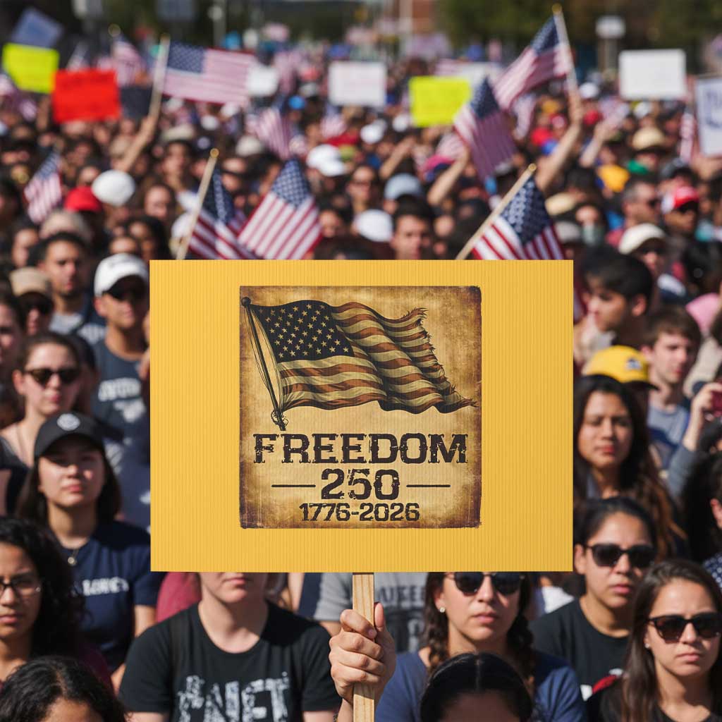 Freedom 250 Years America Protest Sign Retro Vintage 250th Anniversary USA TS10 Horizontal 18