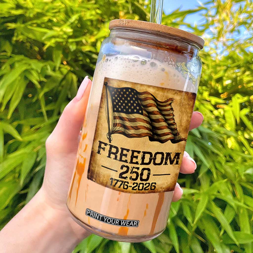 Freedom 250 Years America Glass Can Retro Vintage 250th Anniversary USA TS10 Black Print Your Wear