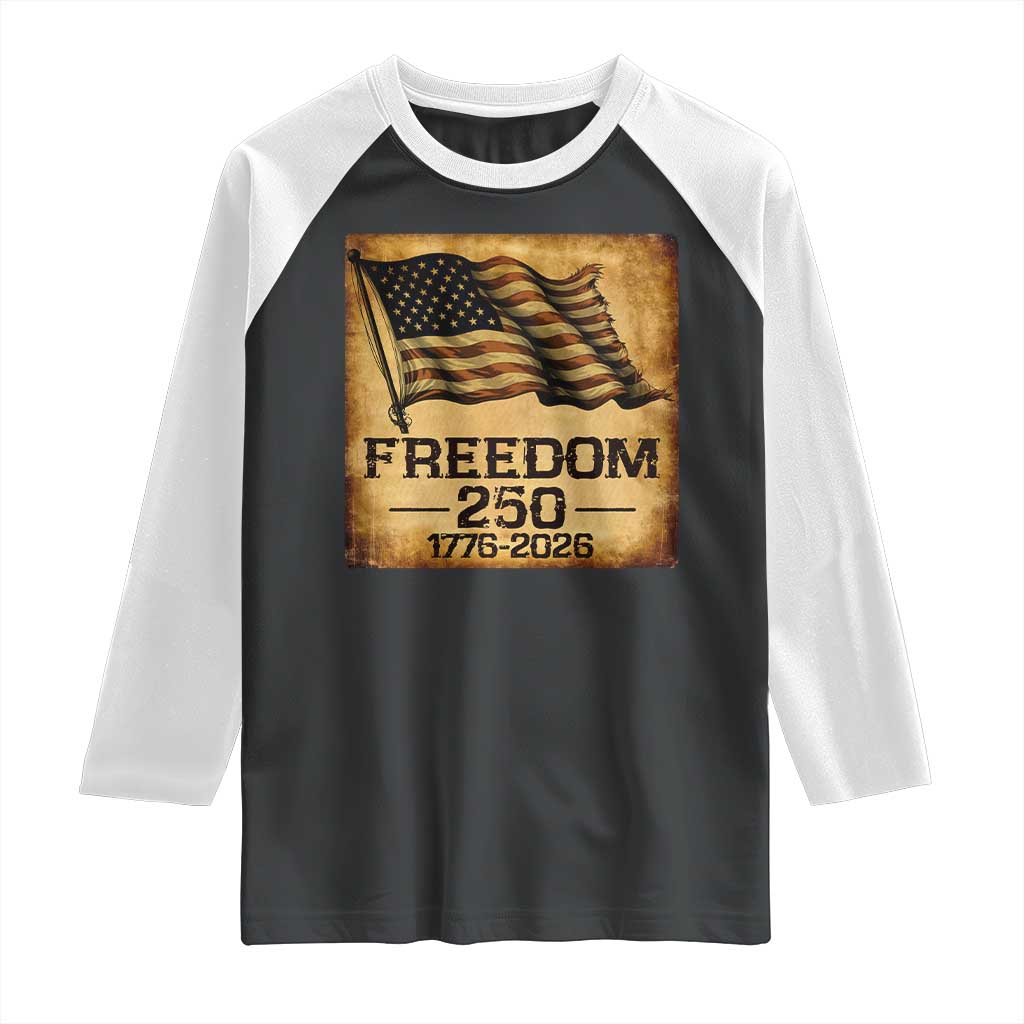 Freedom 250 Years America Raglan Shirt Retro Vintage 250th Anniversary USA TS10 Black White Print Your Wear