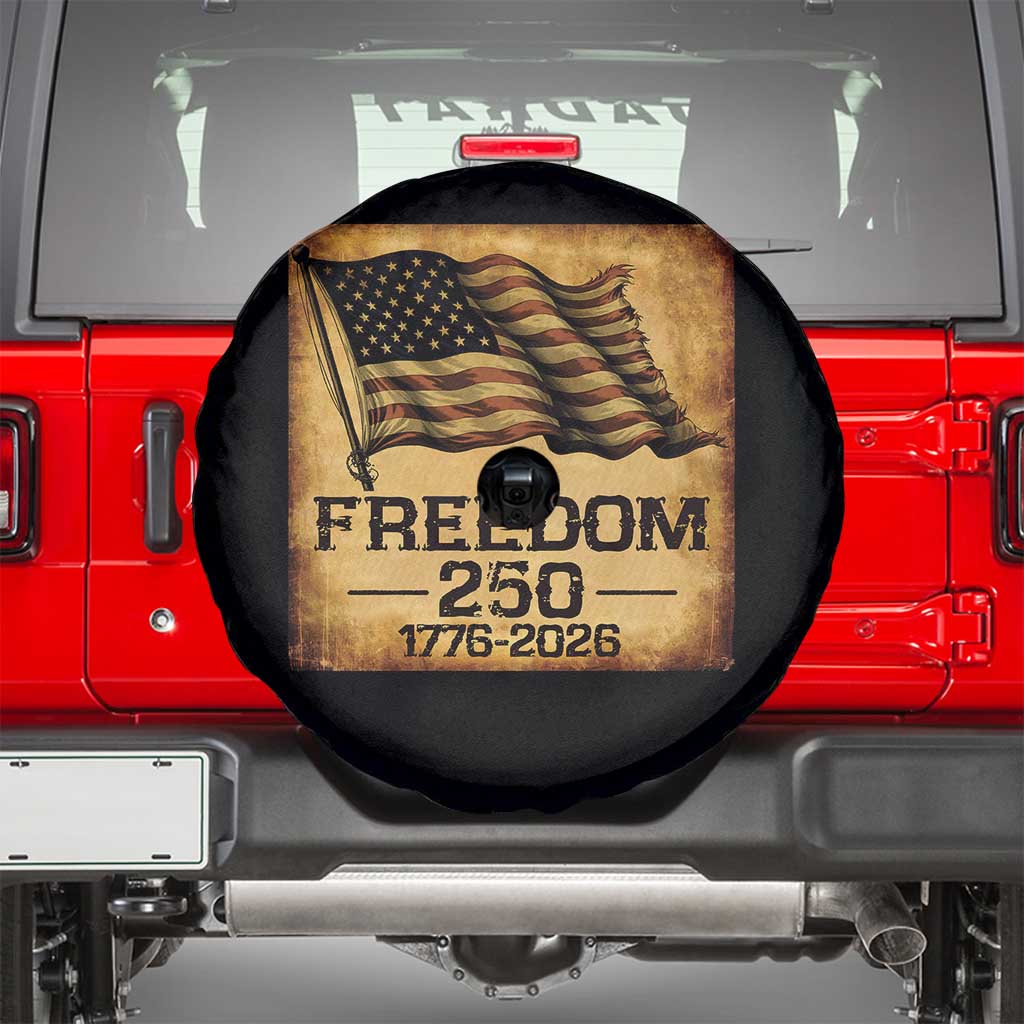 Freedom 250 Years America Spare Tire Cover Retro Vintage 250th Anniversary USA TS10 Black Print Your Wear