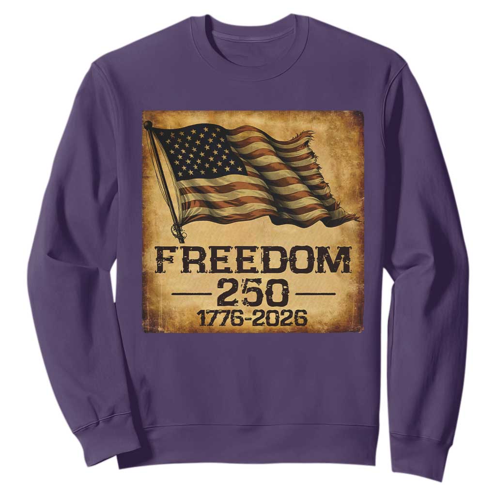 Freedom 250 Years America Sweatshirt Retro Vintage 250th Anniversary USA TS10 Purple Print Your Wear