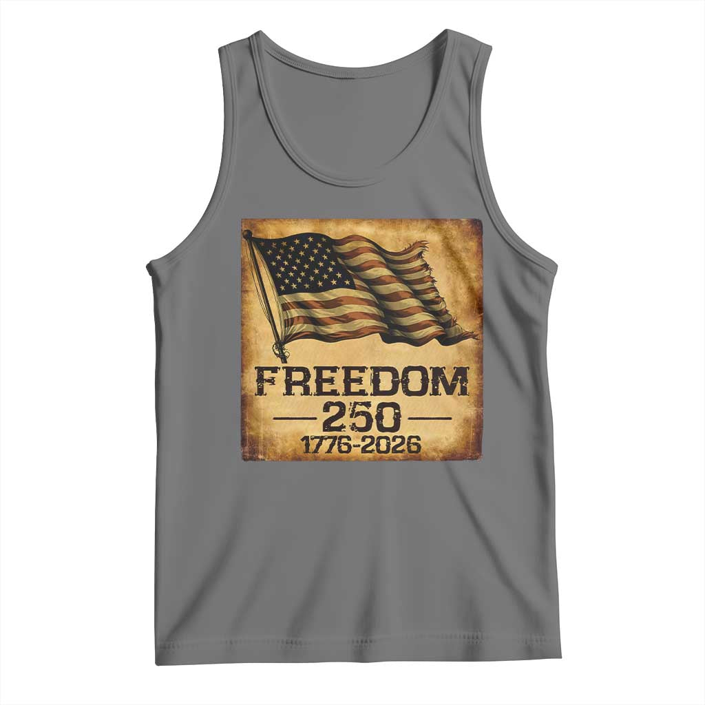 Freedom 250 Years America Tank Top Retro Vintage 250th Anniversary USA TS10 Black Heather Print Your Wear