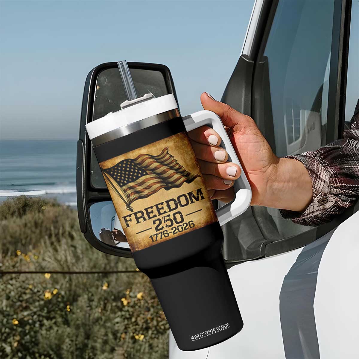 Freedom 250 Years America Tumbler With Handle Retro Vintage 250th Anniversary USA TS10 Print Your Wear