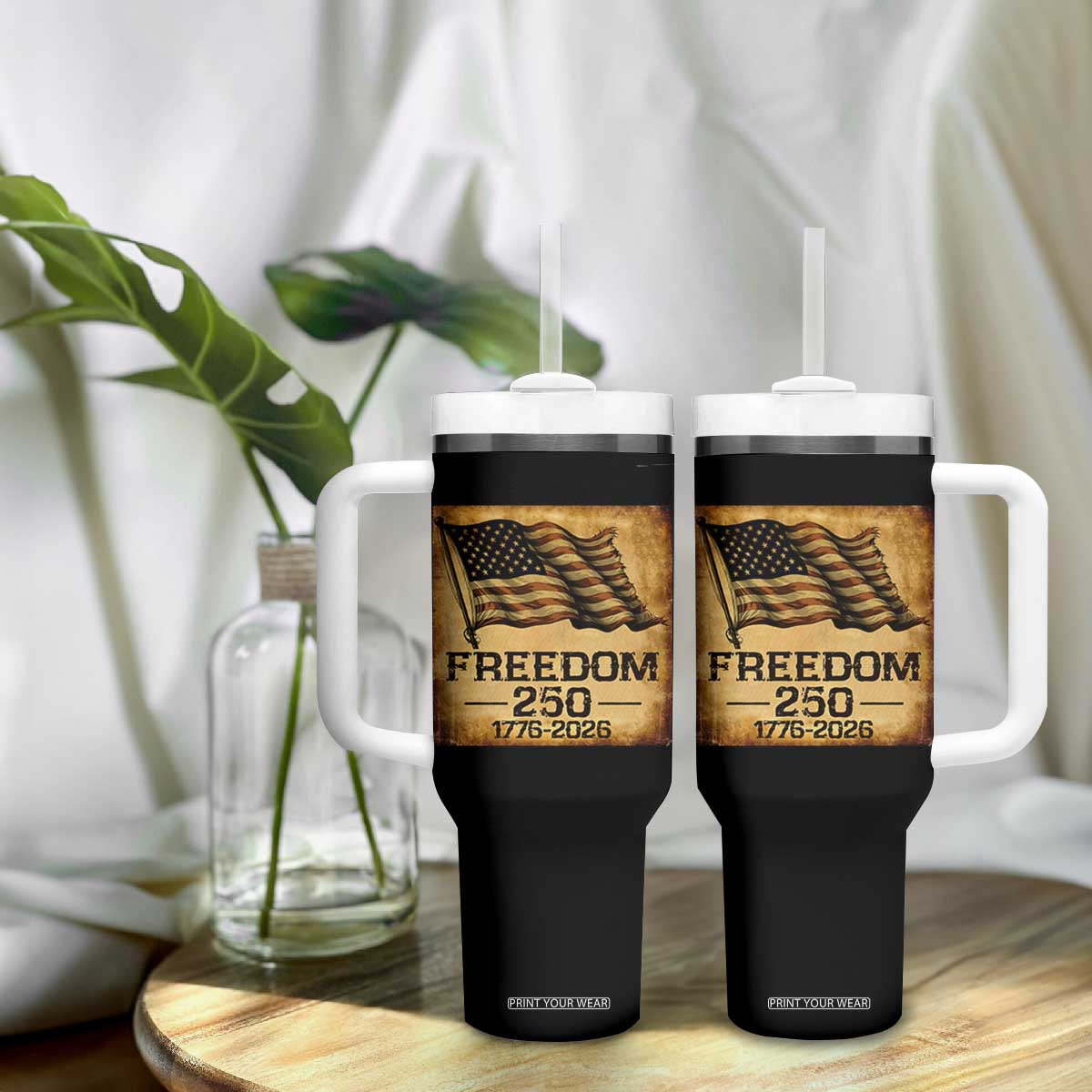 Freedom 250 Years America Tumbler With Handle Retro Vintage 250th Anniversary USA TS10 Print Your Wear