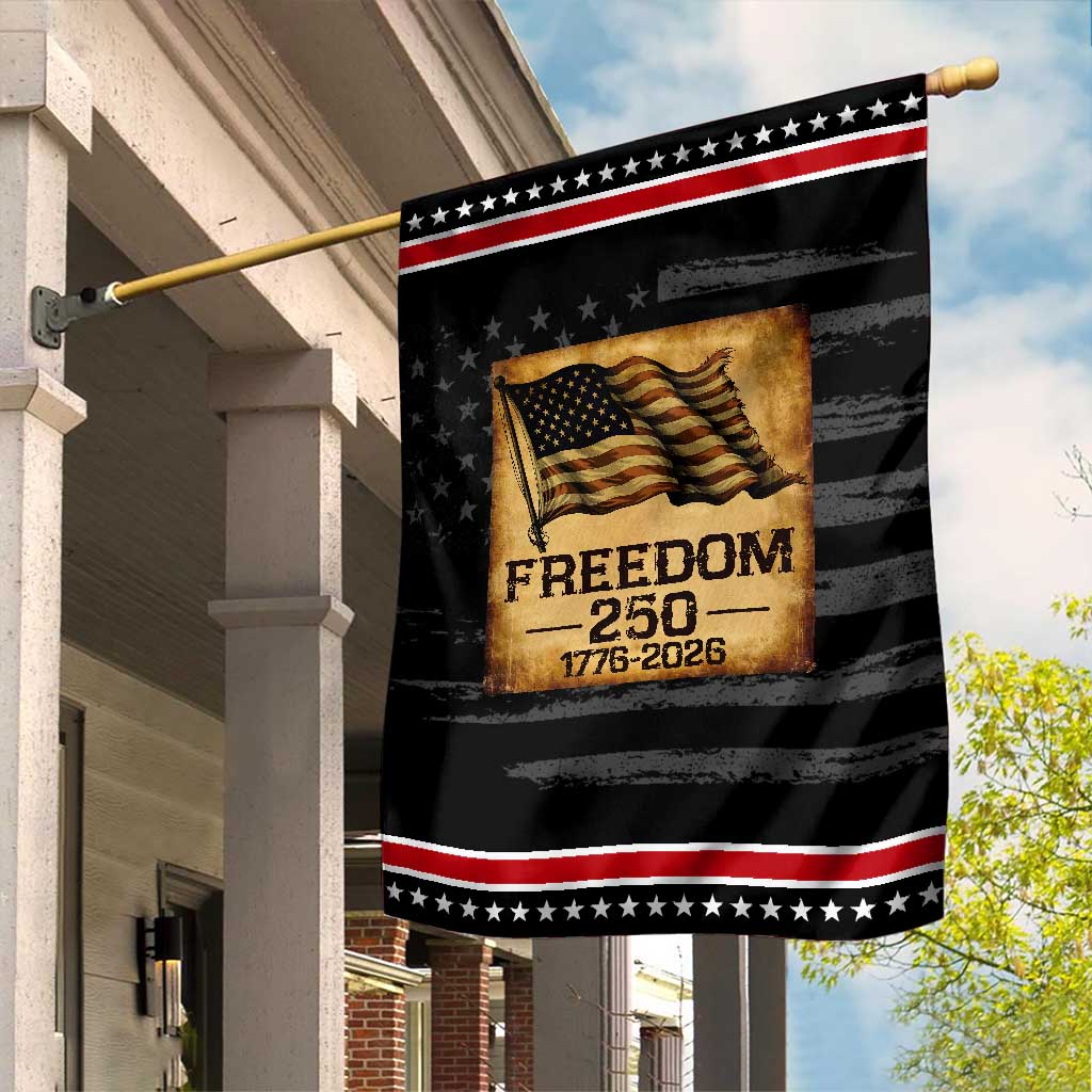 Freedom 250 Years America Garden Flag Retro Vintage 250th Anniversary USA TS10 Distressed Black Red Print Your Wear