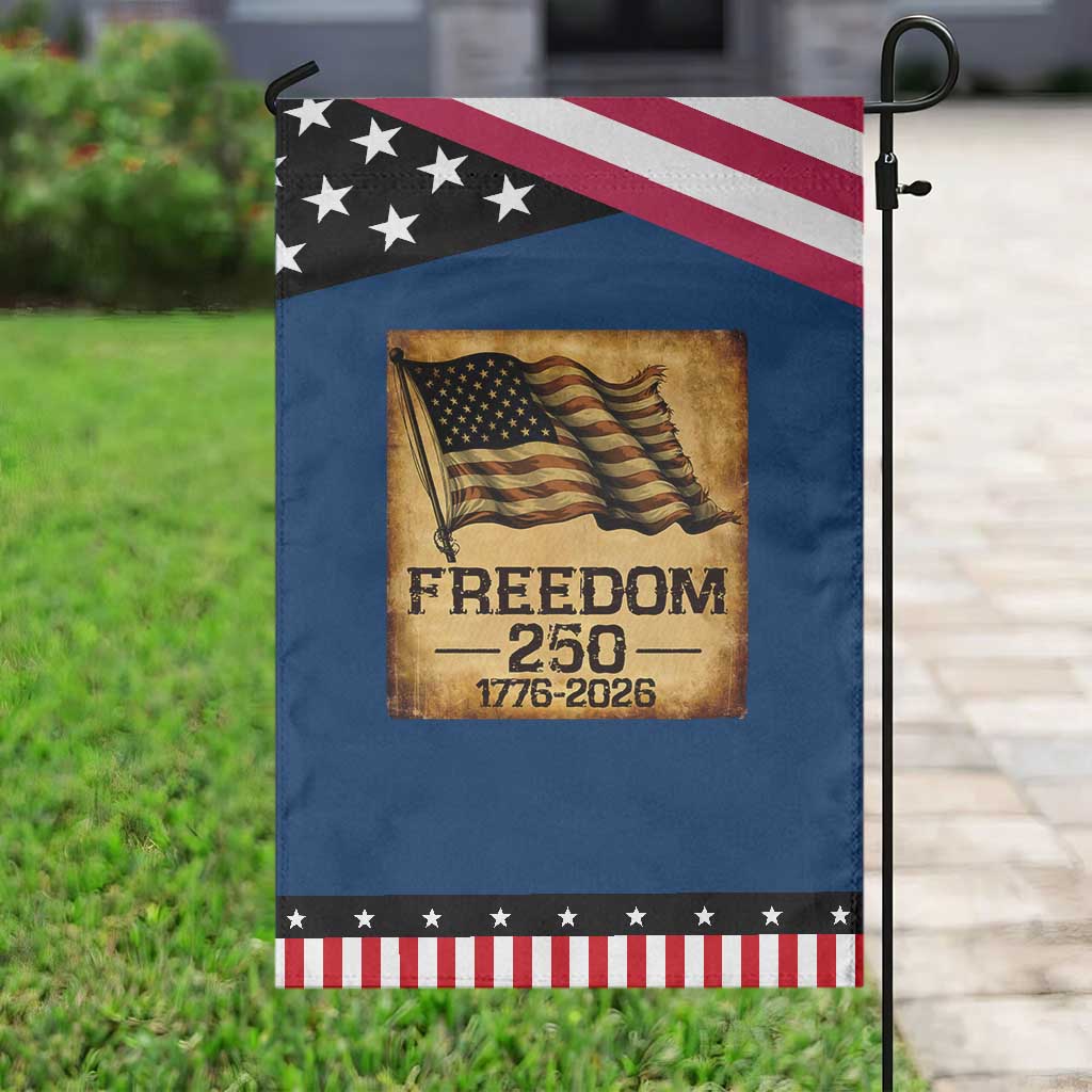 Freedom 250 Years America Garden Flag Retro Vintage 250th Anniversary USA TS10 Classic Blue Black Print Your Wear