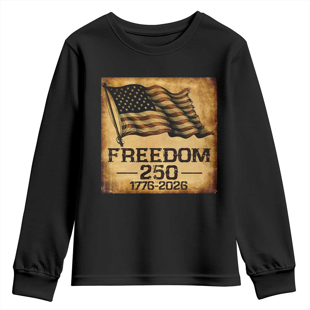 Freedom 250 Years America Youth Sweatshirt Retro Vintage 250th Anniversary USA TS10 Black Print Your Wear