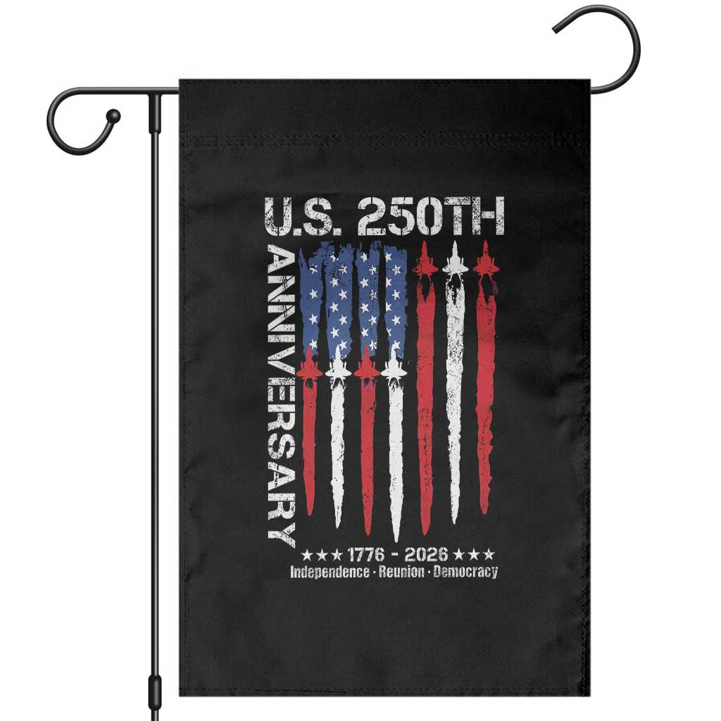 250th American Anniversary Garden Flag 250 Years America USA Flag Fighter Jets Patriotic Veterans TS10 Black Print Your Wear