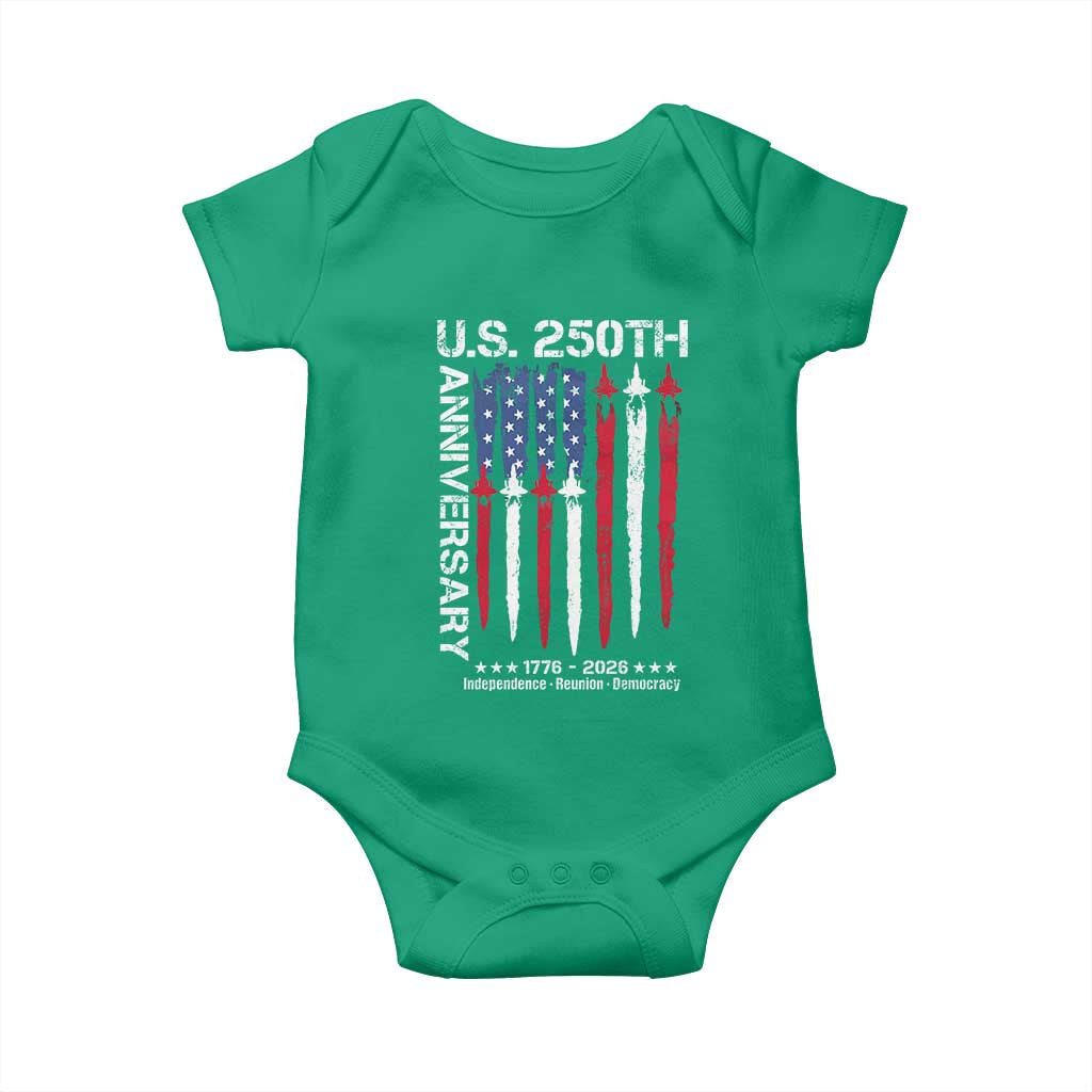 250th American Anniversary Baby Onesie 250 Years America USA Flag Fighter Jets Patriotic Veterans TS10 Irish Green Print Your Wear