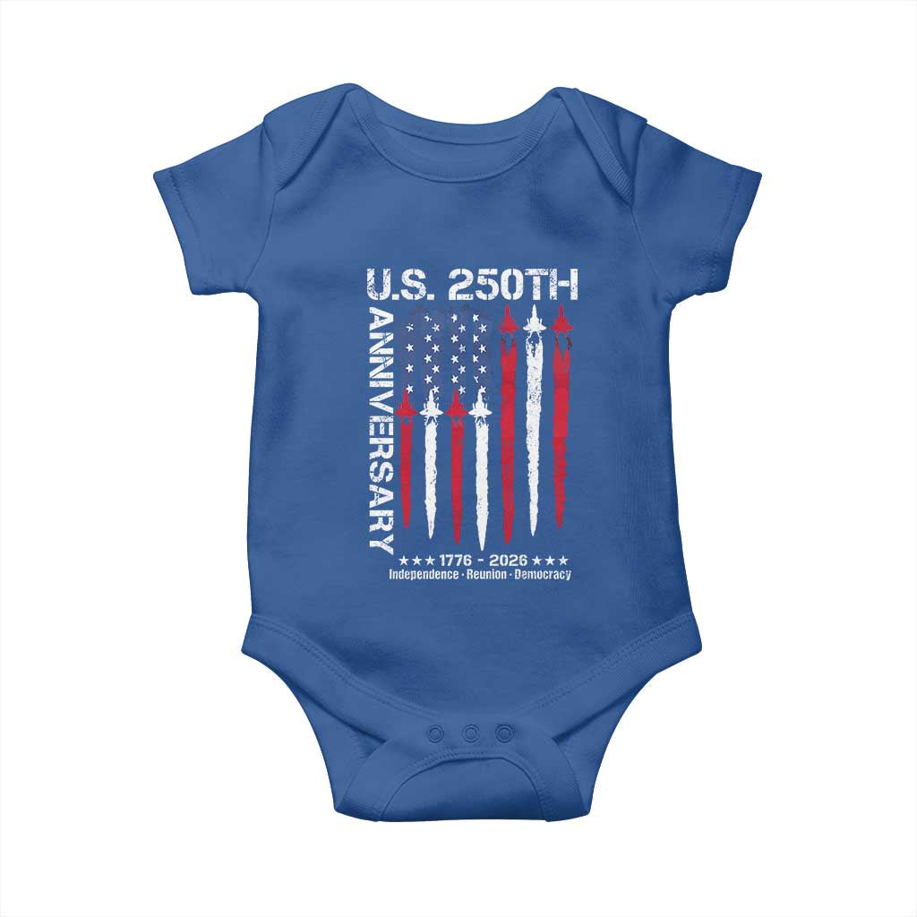 250th American Anniversary Baby Onesie 250 Years America USA Flag Fighter Jets Patriotic Veterans TS10 Royal Blue Print Your Wear