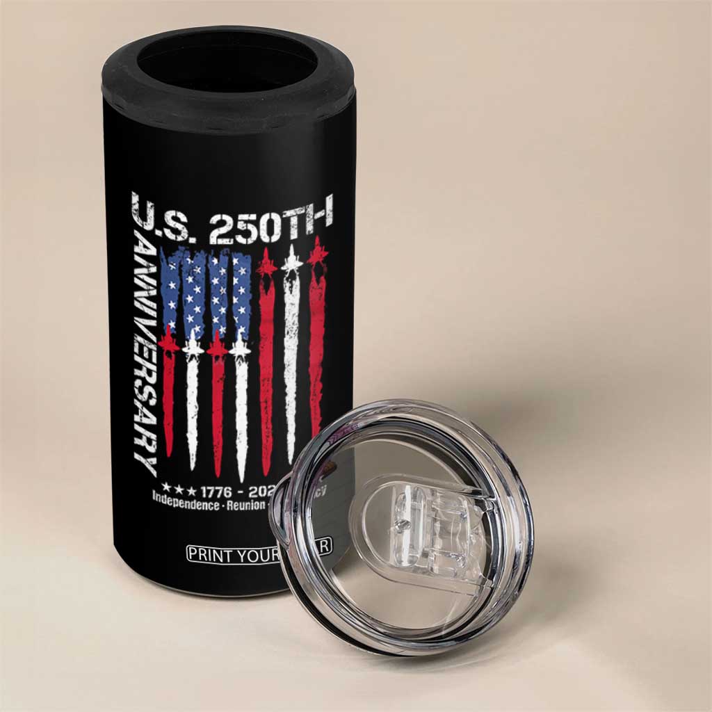 250th American Anniversary 4 in 1 Can Cooler Tumbler 250 Years America USA Flag Fighter Jets Patriotic Veterans TS10 Print Your Wear