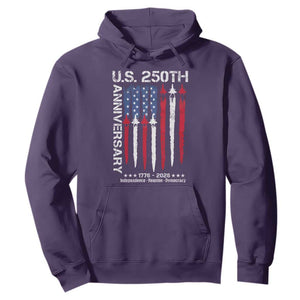 250th American Anniversary Hoodie 250 Years America USA Flag Fighter Jets Patriotic Veterans TS10 Purple Print Your Wear
