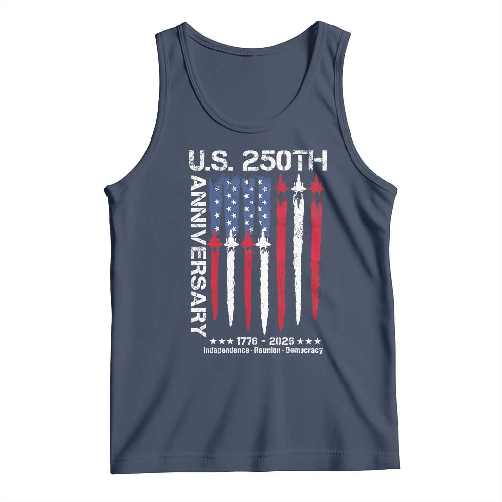 250th American Anniversary Tank Top 250 Years America USA Flag Fighter Jets Patriotic Veterans TS10 Navy Print Your Wear