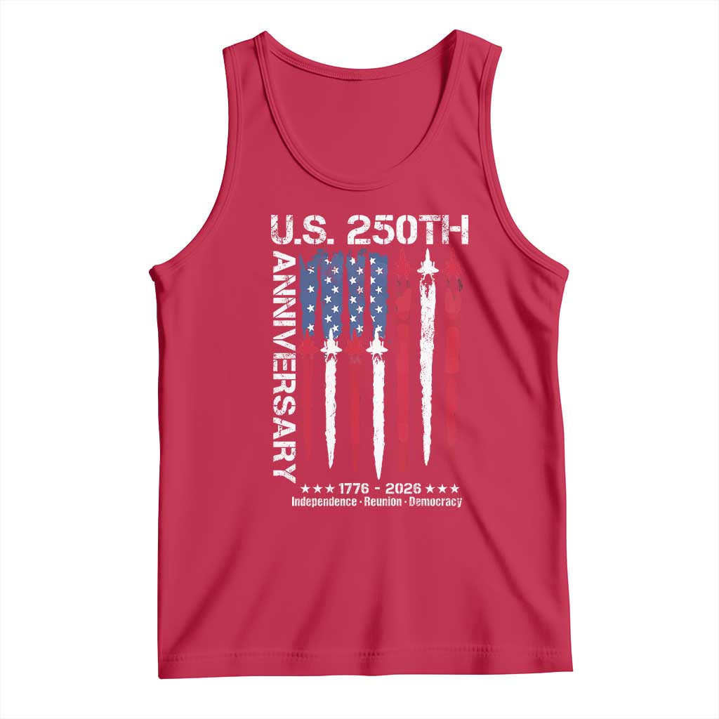 250th American Anniversary Tank Top 250 Years America USA Flag Fighter Jets Patriotic Veterans TS10 Red Print Your Wear