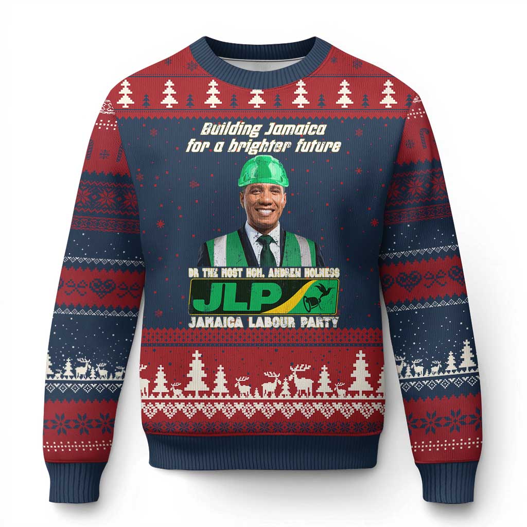 Jamaica Labour Party Ugly Christmas Sweater Andrew Holness JLP Supporter Gifts TS10 Navy Red Print Your Wear