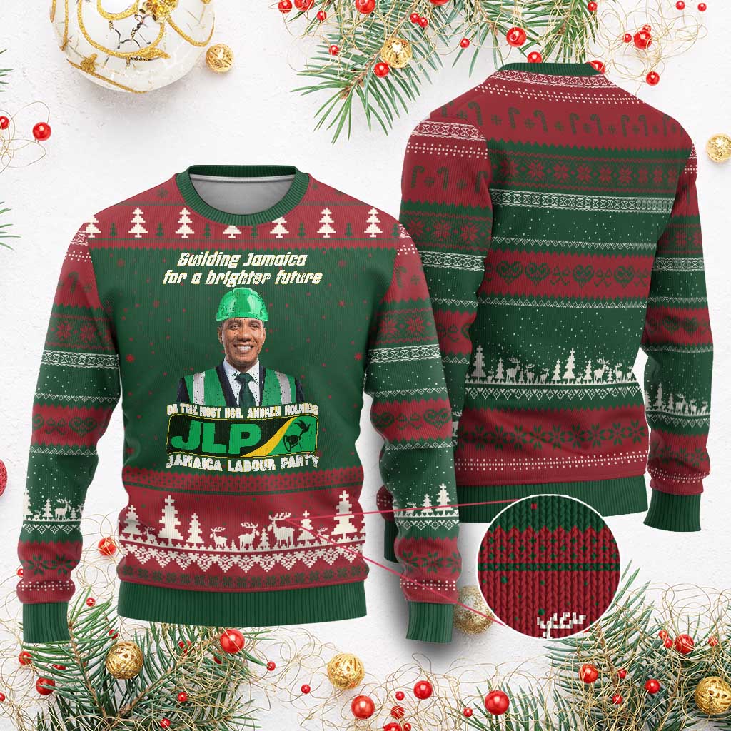 Jamaica Labour Party Ugly Christmas Sweater Andrew Holness JLP Supporter Gifts TS10 Red Green Print Your Wear