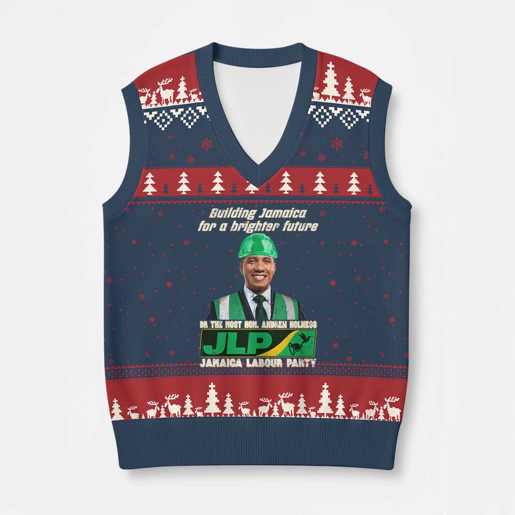 Jamaica Labour Party V-Neck Knit Sweater Vest Andrew Holness JLP Supporter Gifts TS10 Navy Red Print Your Wear