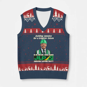 Jamaica Labour Party V-Neck Knit Sweater Vest Andrew Holness JLP Supporter Gifts TS10 Navy Red Print Your Wear