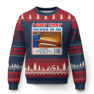 I Got That Dog In Me Ugly Christmas Sweater Keep 150 Dank Meme Hot Dog Combo TS10 Navy Red Print Your Wear