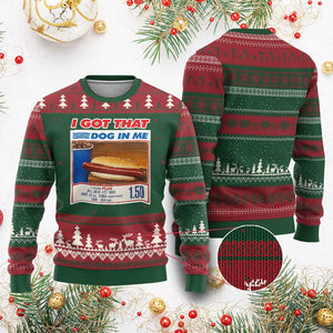 I Got That Dog In Me Ugly Christmas Sweater Keep 150 Dank Meme Hot Dog Combo TS10 Red Green Print Your Wear