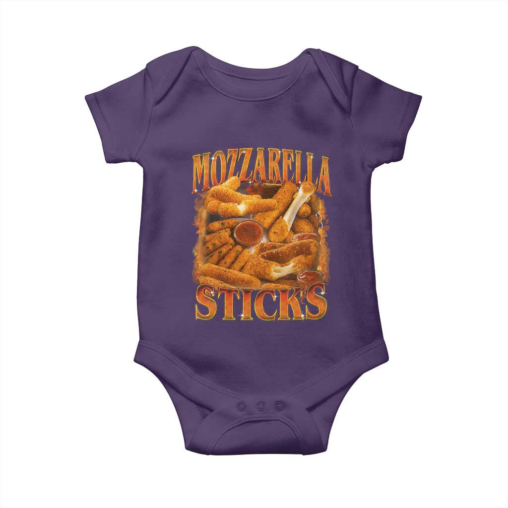 Mozzarella Sticks Baby Onesie Funny Foodie Meme Snack Lover Vintage 90s TS10 Purple Print Your Wear