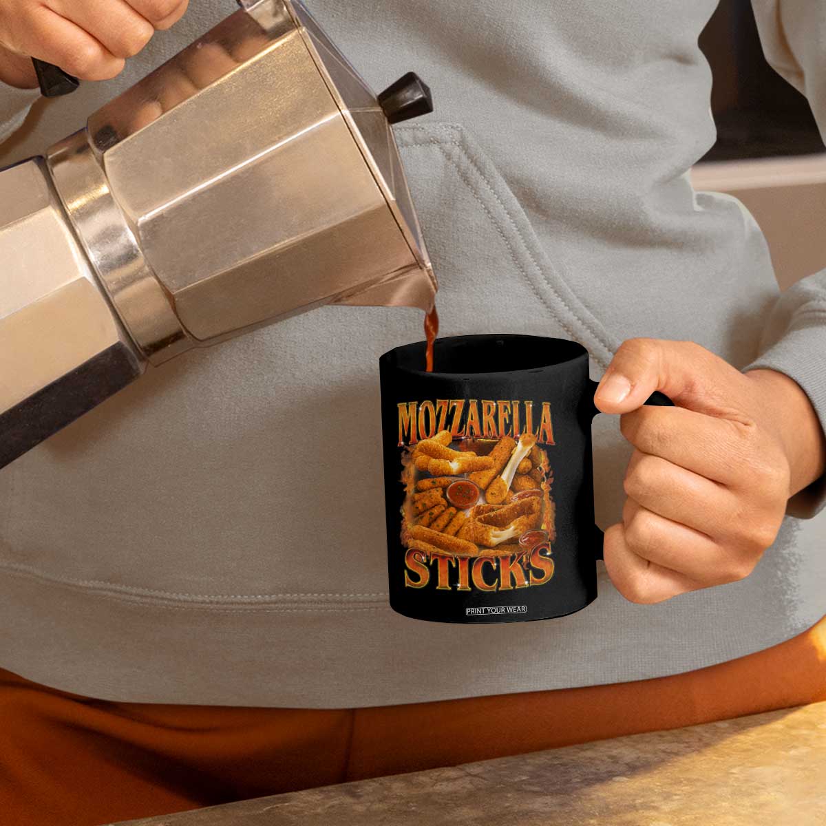 Mozzarella Sticks Coffee Mug Funny Foodie Meme Snack Lover Vintage 90s TS10 Print Your Wear