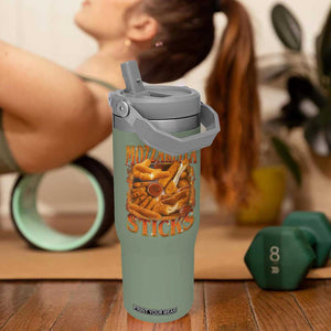 Mozzarella Sticks Flip Straw Tumbler Funny Foodie Meme Snack Lover Vintage 90s TS10 One Size: 30 oz Moss Green Print Your Wear