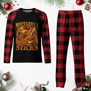 Mozzarella Sticks Plaid Pajama Set Funny Foodie Meme Snack Lover Vintage 90s TS10 Buffalo Plaid Print Your Wear
