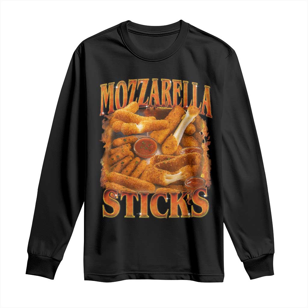 Mozzarella Sticks Long Sleeve Shirt Funny Foodie Meme Snack Lover Vintage 90s TS10 Black Print Your Wear