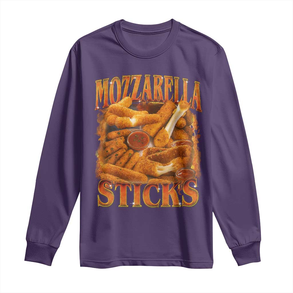 Mozzarella Sticks Long Sleeve Shirt Funny Foodie Meme Snack Lover Vintage 90s TS10 Purple Print Your Wear