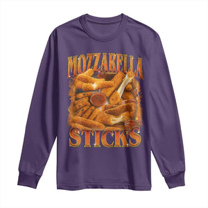 Mozzarella Sticks Long Sleeve Shirt Funny Foodie Meme Snack Lover Vintage 90s TS10 Purple Print Your Wear