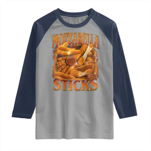 Mozzarella Sticks Raglan Shirt Funny Foodie Meme Snack Lover Vintage 90s TS10 Sport Gray Navy Print Your Wear