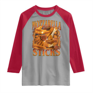 Mozzarella Sticks Raglan Shirt Funny Foodie Meme Snack Lover Vintage 90s TS10 Sport Gray Red Print Your Wear