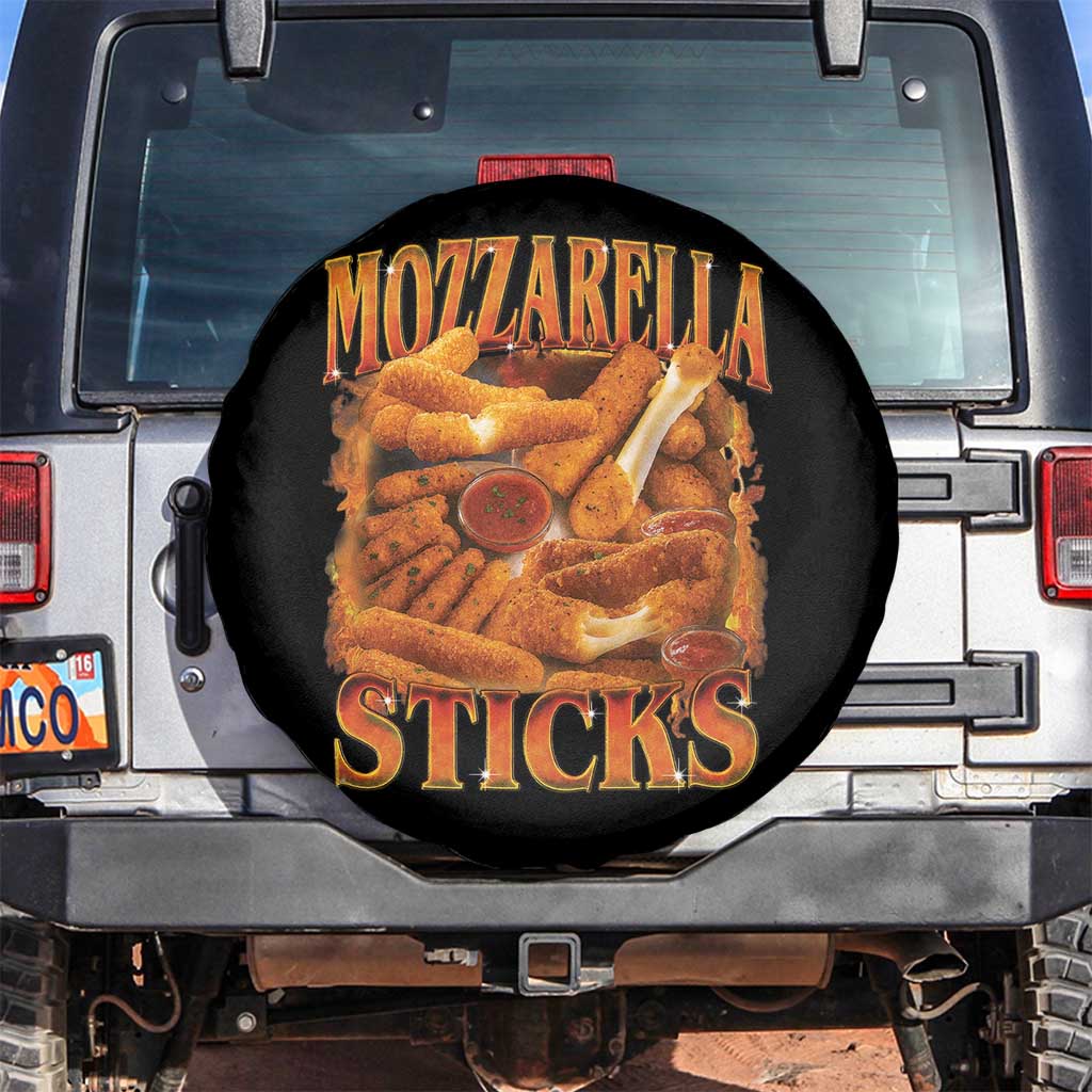 Mozzarella Sticks Spare Tire Cover Funny Foodie Meme Snack Lover Vintage 90s TS10 No hole Black Print Your Wear