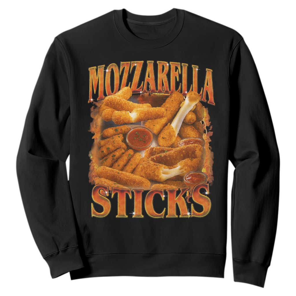 Mozzarella Sticks Sweatshirt Funny Foodie Meme Snack Lover Vintage 90s TS10 Black Print Your Wear