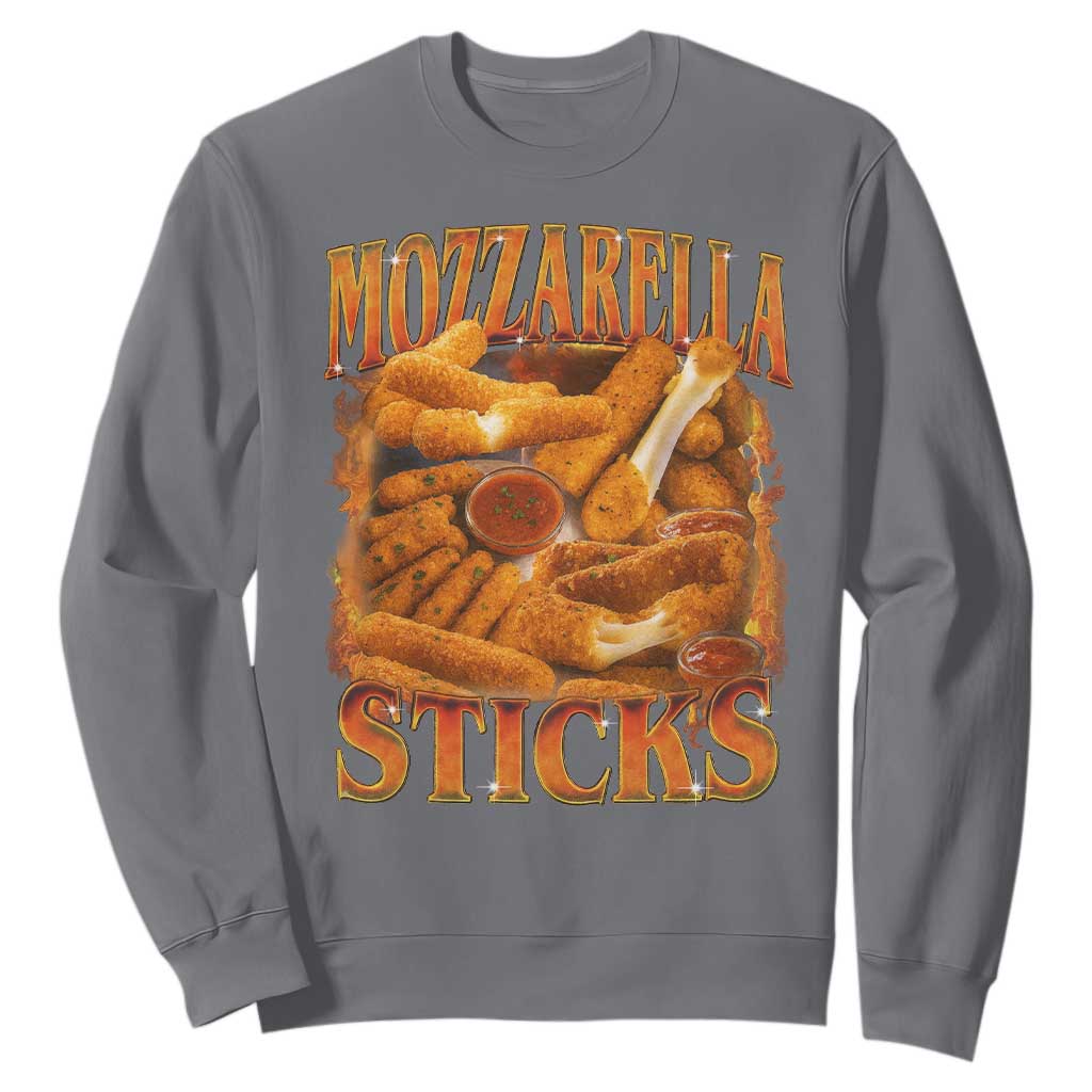 Mozzarella Sticks Sweatshirt Funny Foodie Meme Snack Lover Vintage 90s TS10 Charcoal Print Your Wear