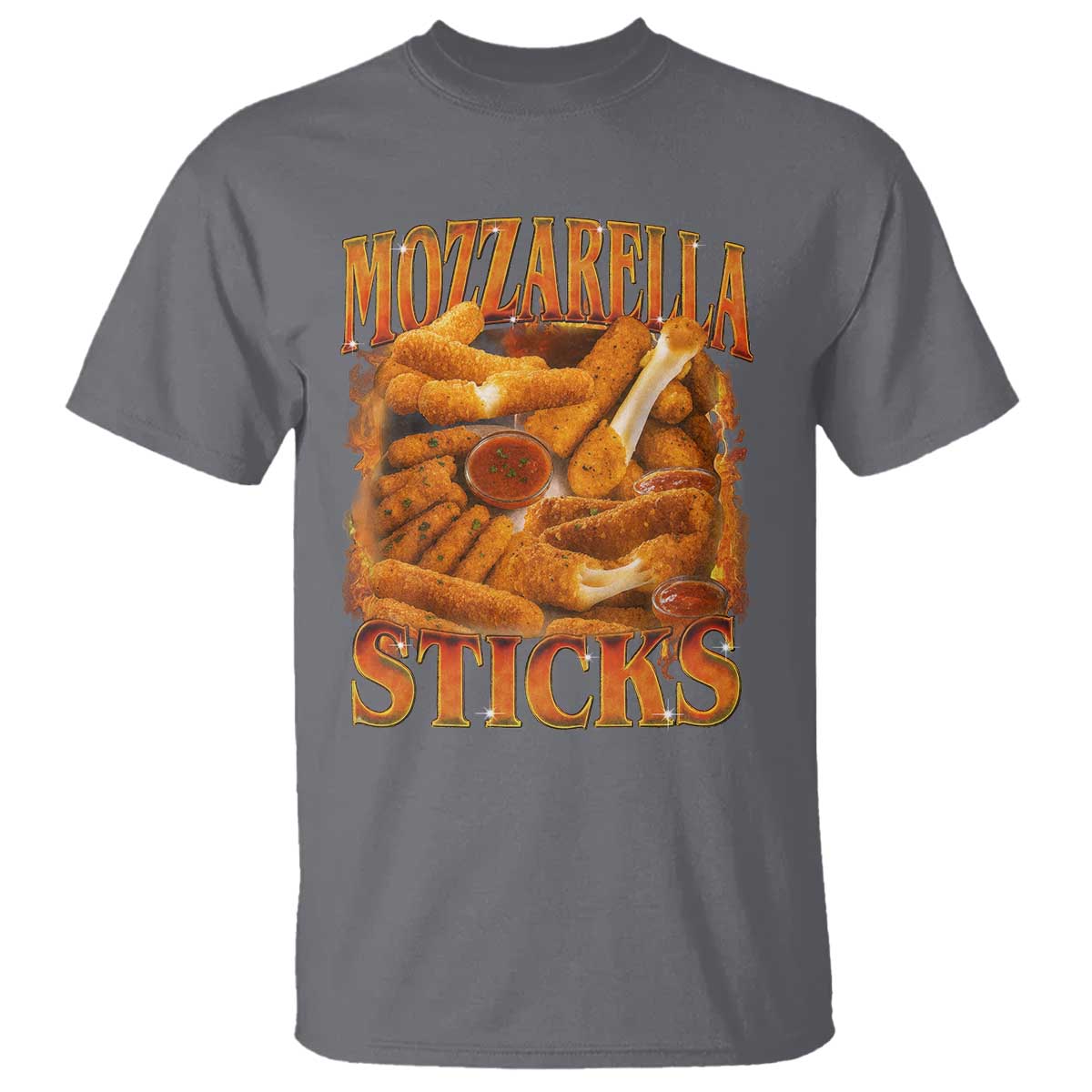 Mozzarella Sticks T Shirt Funny Foodie Meme Snack Lover Vintage 90s TS10 Charcoal Print Your Wear