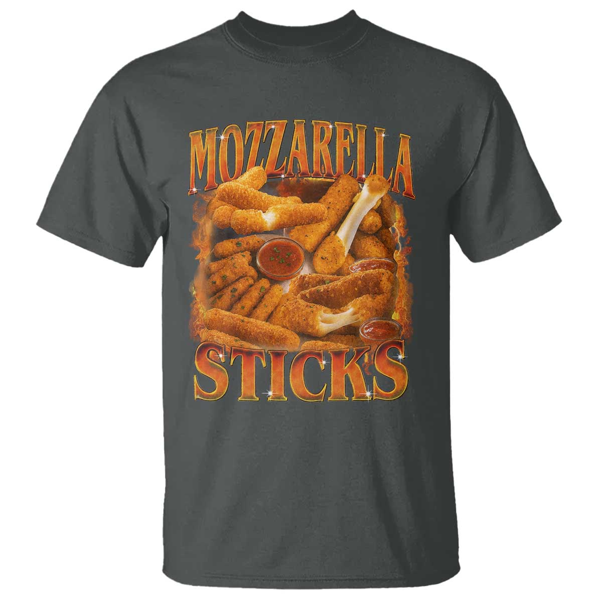 Mozzarella Sticks T Shirt Funny Foodie Meme Snack Lover Vintage 90s TS10 Dark Heather Print Your Wear