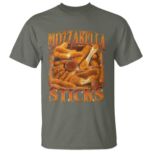 Mozzarella Sticks T Shirt Funny Foodie Meme Snack Lover Vintage 90s TS10 Military Green Print Your Wear
