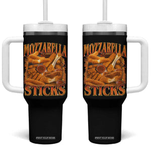 Mozzarella Sticks Tumbler With Handle Funny Foodie Meme Snack Lover Vintage 90s TS10 One Size: 40 oz Black Print Your Wear