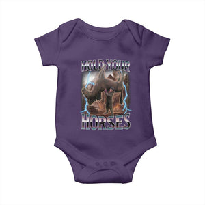 Funny Meme Hold Your Horses Baby Onesie Vintage 90s Style Bootleg Graphic TS10 Purple Print Your Wear