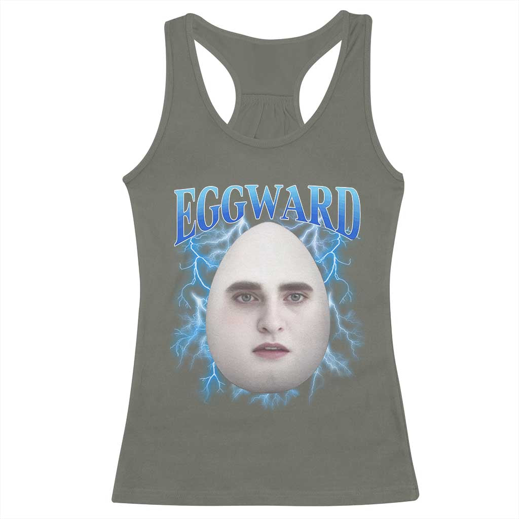 Eggward Racerback Tank Top Funny Unhinged Meme Gen Z Humor Bootleg Graphic TS10 Military Green Print Your Wear
