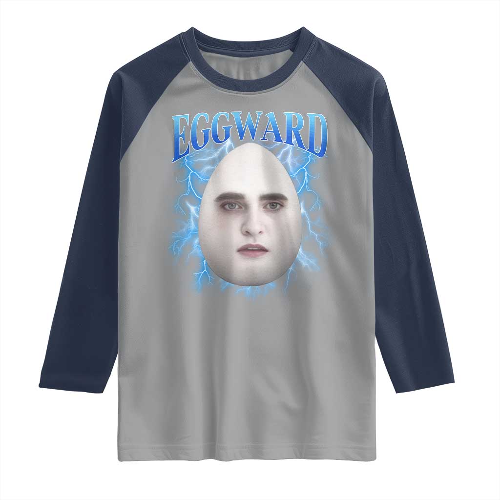 Eggward Raglan Shirt Funny Unhinged Meme Gen Z Humor Bootleg Graphic TS10 Sport Gray Navy Print Your Wear