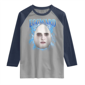Eggward Raglan Shirt Funny Unhinged Meme Gen Z Humor Bootleg Graphic TS10 Sport Gray Navy Print Your Wear
