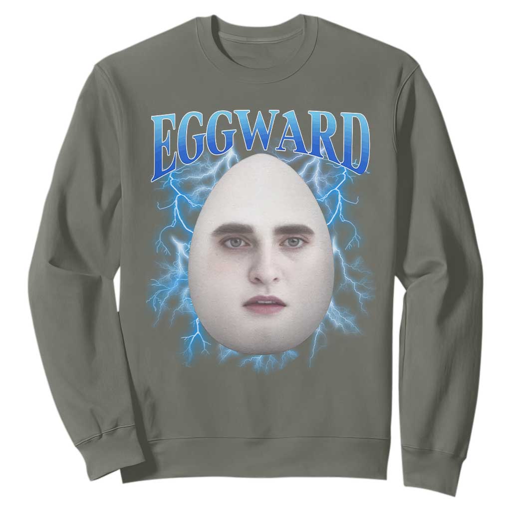 Eggward Sweatshirt Funny Unhinged Meme Gen Z Humor Bootleg Graphic TS10 Military Green Print Your Wear