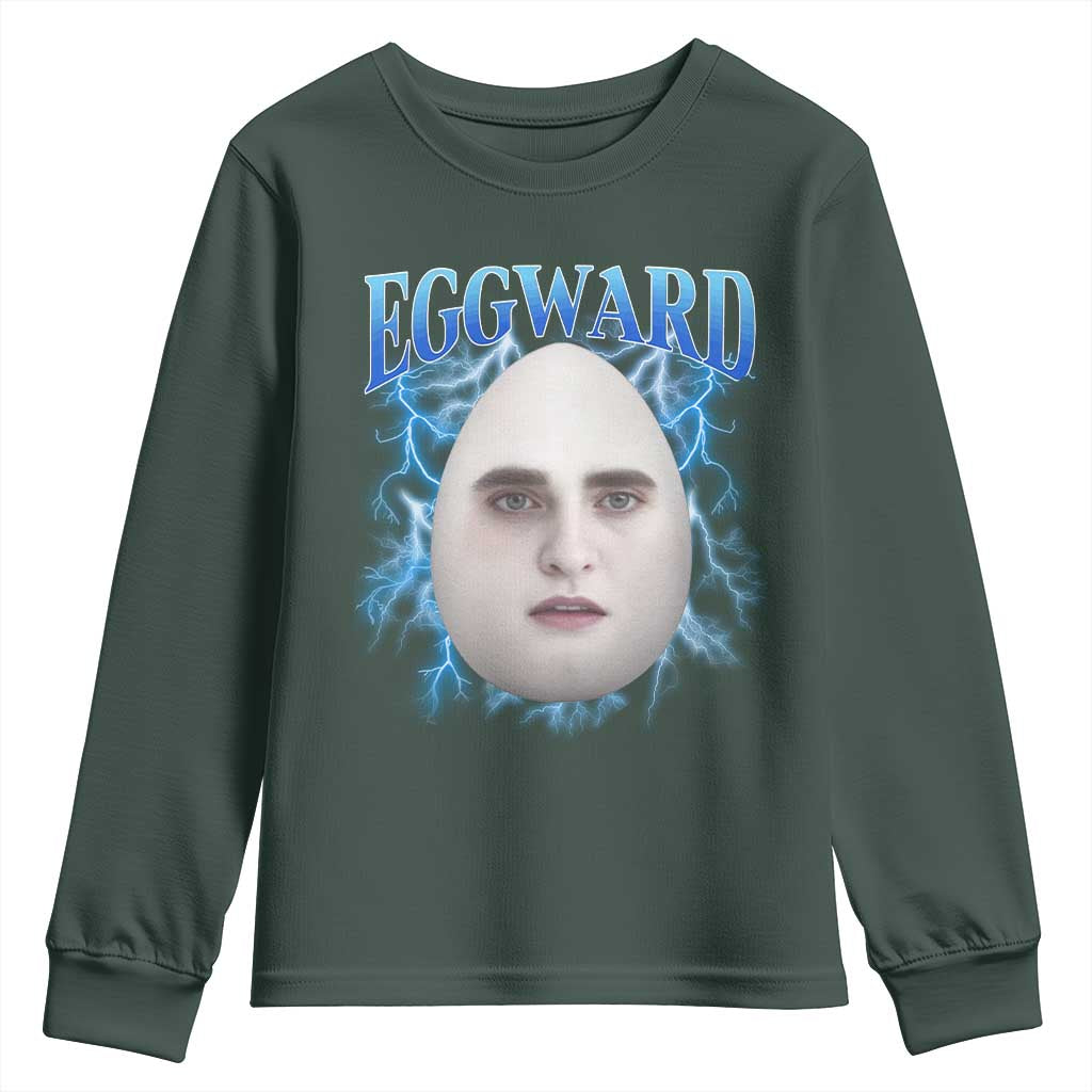 Eggward Youth Sweatshirt Funny Unhinged Meme Gen Z Humor Bootleg Graphic TS10 Dark Forest Green Print Your Wear