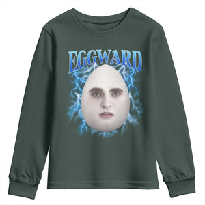 Eggward Youth Sweatshirt Funny Unhinged Meme Gen Z Humor Bootleg Graphic TS10 Dark Forest Green Print Your Wear