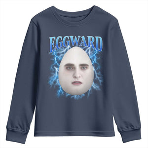 Eggward Youth Sweatshirt Funny Unhinged Meme Gen Z Humor Bootleg Graphic TS10 Navy Print Your Wear